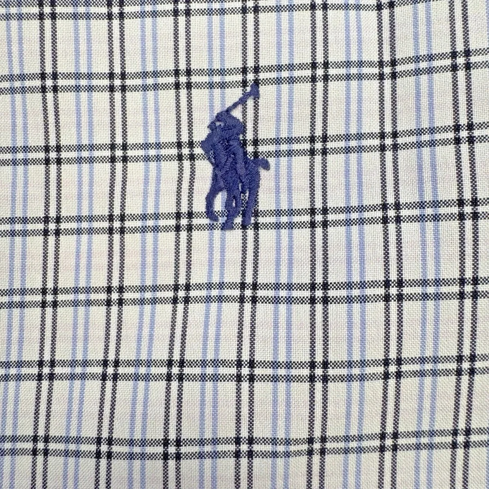 Polo Ralph Lauren McMeel Shirt Men XL Blue Black Gingham Button Down Performance